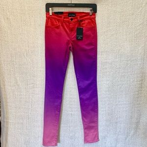 J Brand x Rob Pruitt Barneys NY skinny jeans red/ purple sz 25